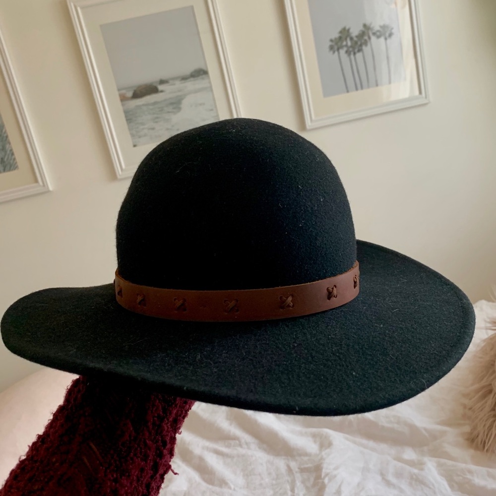 Brixton wool leather brimmed black hat